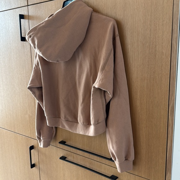 Abercrombie & Fitch Cropped Soft Af Hoodie Size XSMALL Solid Tan Color - Picture 8 of 8